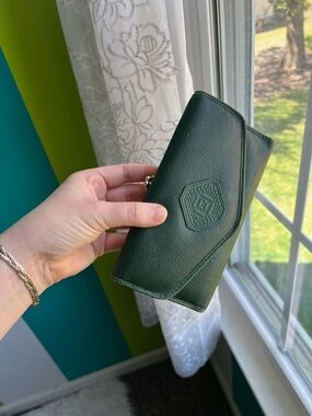 Green Leather Boho Wallet